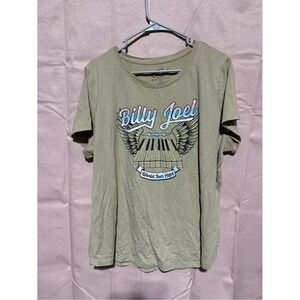 Billy Joel World Tour 1984 Winged Piano Graphic Tee Tan Olive Mens XXL
